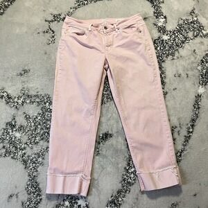 J Jill Denim Jeans Womens Size 10 Pink Authentic Fit Cropped Cuff Stretch